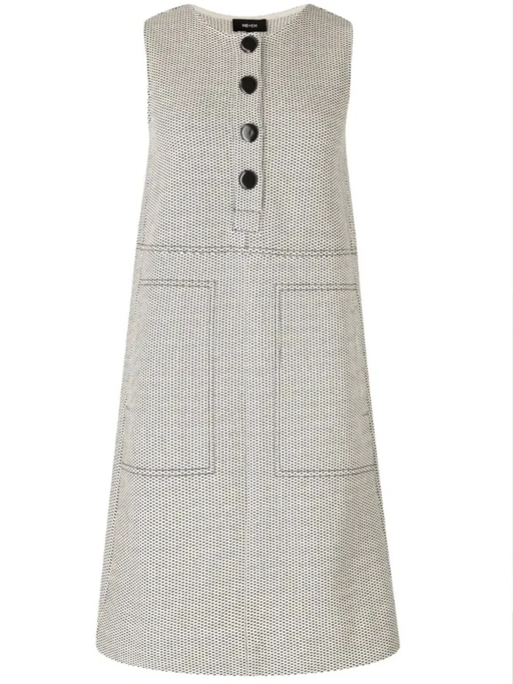 ME+EM Sleeveless Jacquard Pinafore Midi Dress Mod Vibes US4 White Black Workwear